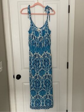 Plenty by Tracy Reese Blue and White Floral Tie-Shoulder Dress